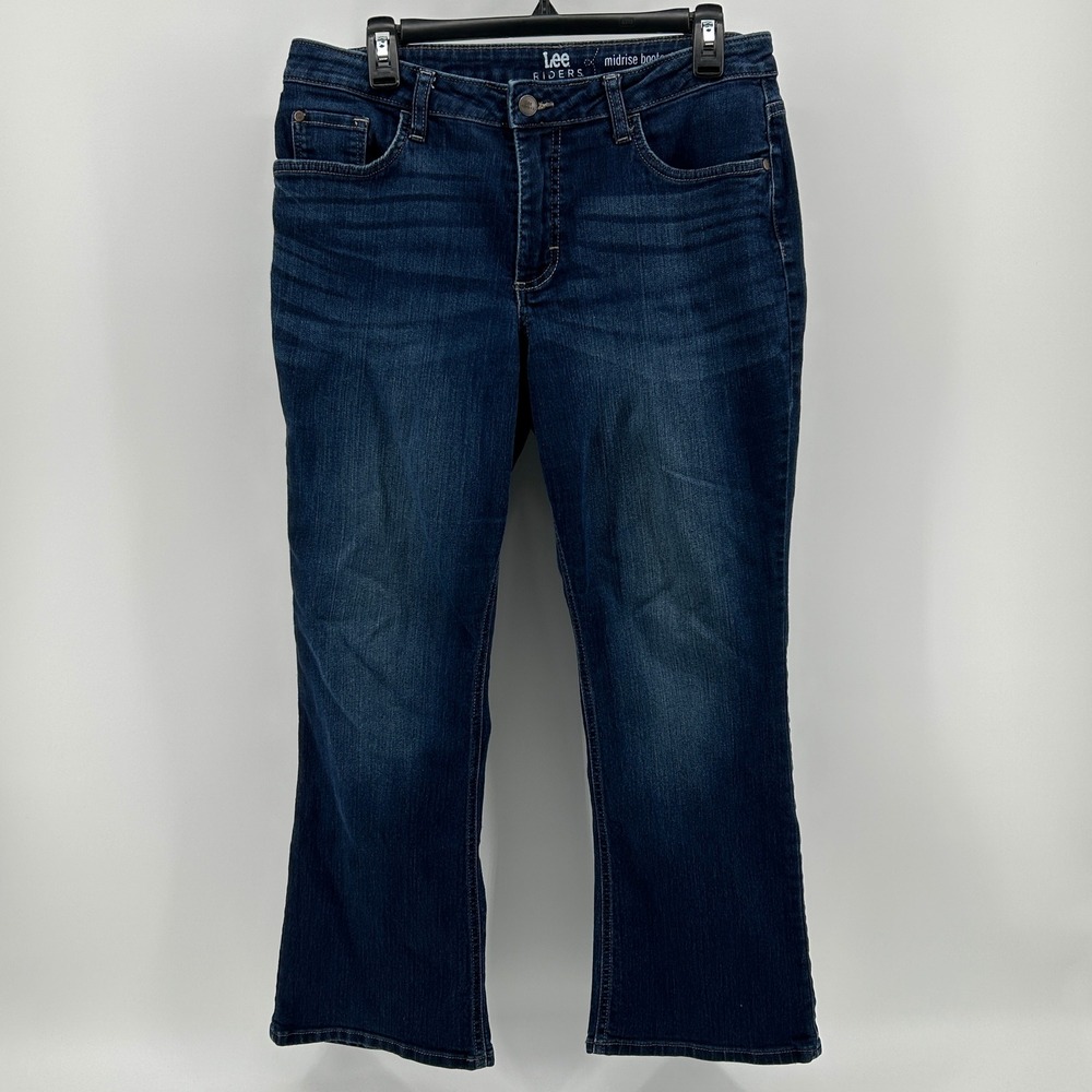 Lee Riders Midrise Bootcut Jeans Dark Wash Indigo Denim Womens Large/XL Everyday